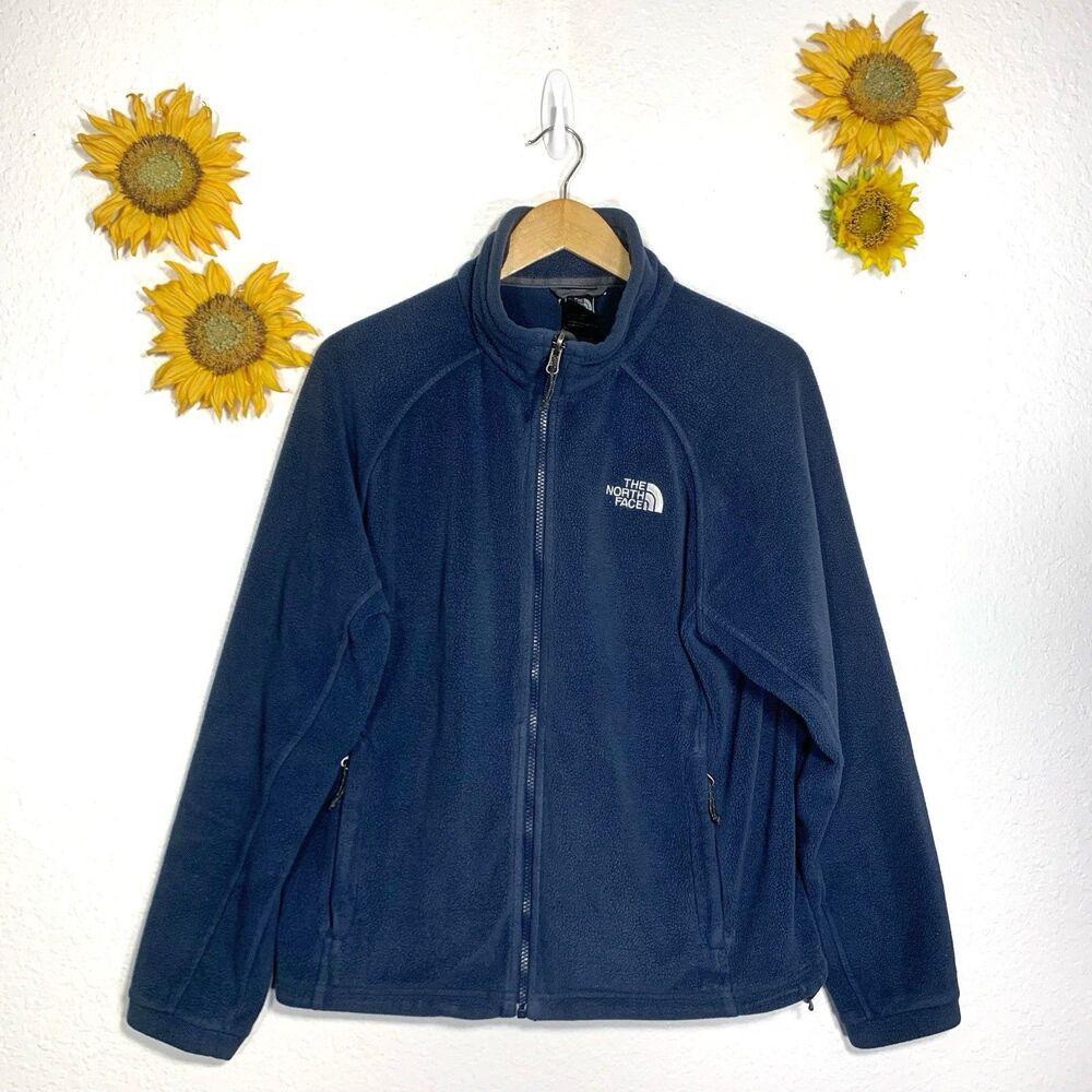 The North Face Mens Navy Blue Fleece Zippered Pockets Size Small